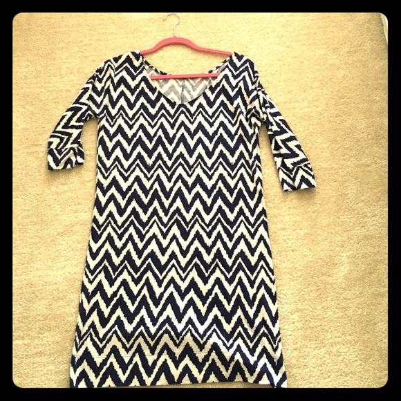Lilly Pulitzer Eliza Chevron Dress small navy - Picture 1 of 6